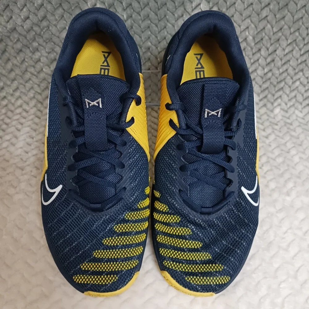 Nike Metcon 9 TB Michigan Men's Workout Training Shoes Navy Blue Yellow Sz 9.5